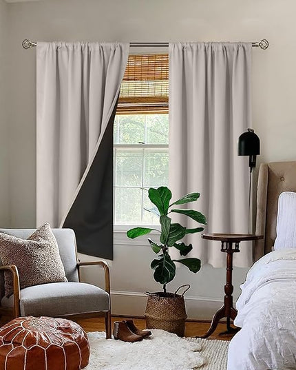 BGment Full Blackout Curtains for Bedroom 63 Inch Length 2 Panels Set, Thermal Insulated Room Darkening Noise Canceling Living Room Curtains with Rod Pocket, Each Panel 42 Inch Wide, Cashmere