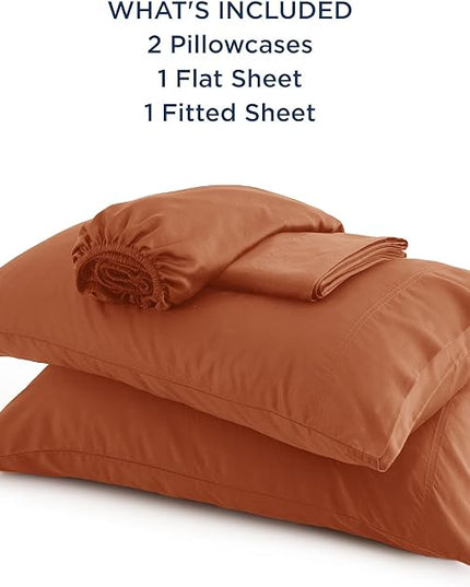 Bedsure King Size Sheets Set, Cooling Sheets for Hot Sleepers, Rayon Derived from Bamboo, Breathable & Soft, Deep Pocket Up to 16 Inches, Hotel Luxury Silky Bedding, Burnt Orange