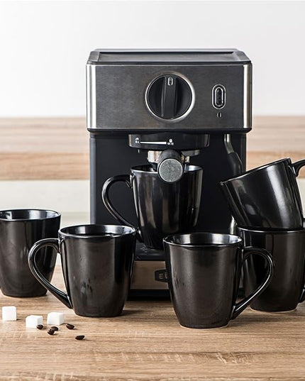 vicrays Coffee Mug Set, 12 Ounce, Ceramic Mug for Men, Women, Unique Glazed Mugs with Handle for Coffee, Tea, Milk, Cocoa, Cereal - Set of 6 Black
