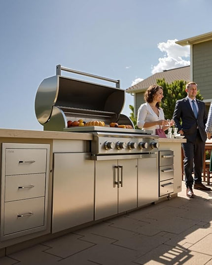 VEVOR Outdoor Kitchen Drawers 18.11" W x 23.23" D x 23.23" H, Triple-Access Stainless Steel BBQ Drawers with Handles, BBQ Island Drawer for Outdoor Kitchens or Barbeque Island Patio Grill Station