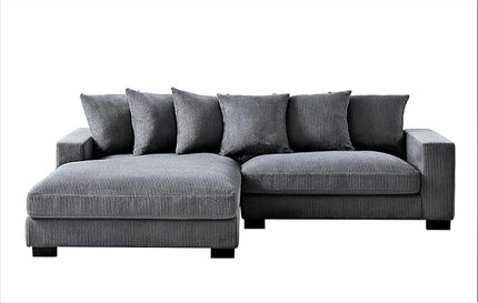 Luxe Oversized Two-Piece Sectional Couches for Living Room, 102.4-Inch L Shaped Sofa with Chaise, Upholstered with Corduroy Fabric, Gray - Left Facing