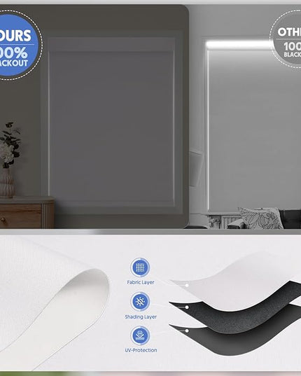 Motorized Blinds with Remote,【Solar Panel Included】 100% Blackout Smart Roller Blinds,Rechargeable Roller Shades,Electric Cordless Blinds with Cover Compatible with Alexa White 30 x 72