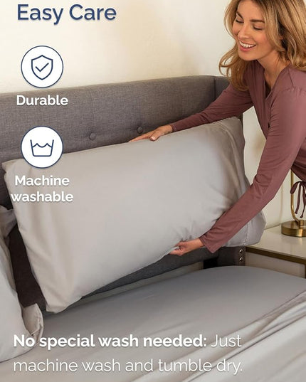 Extra Deep Twin Sheet Set - 4 Piece Breathable & Cooling Sheets - Hotel Luxury Bed Sheets Set - Easy & Secure Fit - Soft, Wrinkle Free & Comfy Sheets Set - Light Grey Sheet Set with Extra Deep Pockets