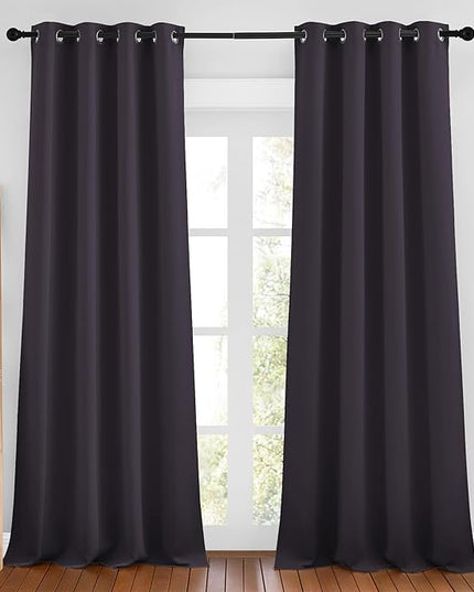 NICETOWN Greyish Purple Curtains 96 inches Long, Grommet Thermal Insulated Blackout Curtains Privacy Window Treatments for Boys Room/Living Room, W46 x L96, 2 Panels