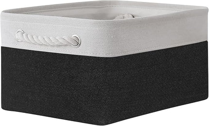 TheWarmHome Storage Bins for Shelves - 1 Pack 13.8x9.7x6.7 inch Storage Basket for Organizing for Closet Organizer Cubes Laundry Cloth Nursery (White & Black)