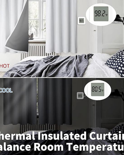 BGment Blackout Curtains for Bedroom 54 Inch Length, Rod Pocket 100% Blackout Curtains with Thermal Liner Darkening Curtains for Living Room, Each Drapes 2 Panels, 42 x 54 Inch, Greyish White