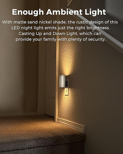 L LOHAS LED Night Light, Dimmable Night Lights Plug into Wall, Metal-Shade Nightlight for Adults, Automatic Nightlights, Light Sensor,Soft White 3000K, Nightlight Plug in for Hallway Bedroom [2 Pack]