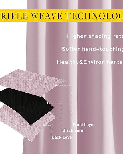 NICETOWN Room Darkening Short Curtains for Kitchen - Thermal Insulated Solid Grommet Top Room Darkening Curtain Panels/Draperies for Bedroom/Cafe (Baby Pink, 1 Pair, 34 x 50 Inch)