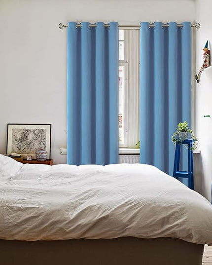 BGment Blackout Curtains for Bedroom - Grommet Thermal Insulated Room Darkening Curtains for Living Room, Set of 2 Panels, Each 46 x 72 Inch, Faded Denim