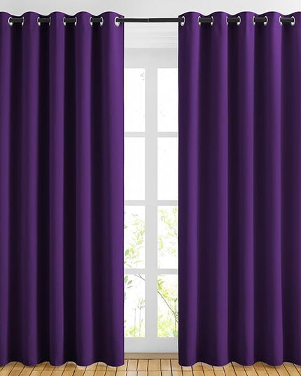 NICETOWN 84 inch Long Royal Purple Curtains - Grommet Solid 50% Room Darkening Thermal Insulated Curtains Drapes for Living Room/Sliding Glass Door (2 Panels, W66 x L84)