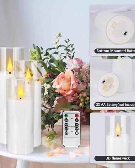 Flameless Candles,Battery Operated LED Candles Ideal for Halloween, Christmas,Home Decor,Home Party Wedding Indoor Outdoor,White 2.2X5“6”6“7”7“H