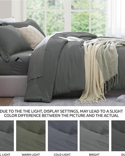 WRENSONGE Full Size Comforter Sets- 7 Pieces Soft Bed in a Bag with Fitted Sheet, Flat Sheet, 2 Pillow Shams, 2 Pillowcases, Warm Bedding Sets for All Season