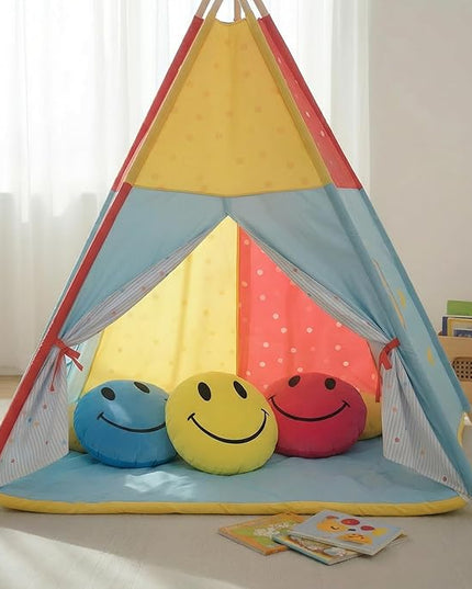 Smiley Face Pillow - Cute Plush for Fun Bedroom Decor - 16" X 16" Soft Cotton Cool Kids' Throw Pillows with Inserts Included - Birthday Gift - Room Decor Aesthetic for Bedroom. (Pink)