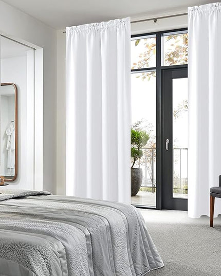 DWCN White Curtains for Living Room Thermal Insulated, 50% Light Blocking Curtains for Bedroom, Dining Room Window, W 52x L 84 Inch, Set of 2 Rod Pocket Curtain Panels