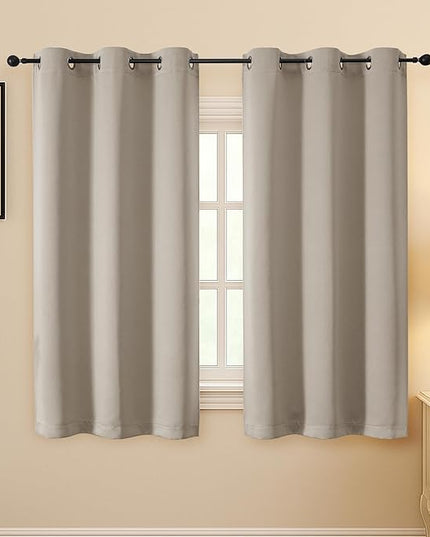 Simplebrand Stone Curtains for Bedroom 63 Inch Length 2 Panels Set, Room Darkening Thermal Insulated Energy Saving Curtains for Nursery, Grommet Solid Soft Window Treatment Drapes, W40 x L63
