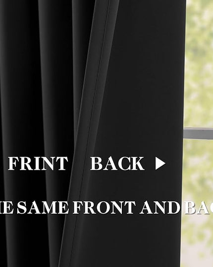 DONREN Black Pinch Pleated Blackout Curtains with Hooks - 96 inch Length Room Darkening Thermal Insulated Window Curtain Panels for Living Room Bedroom 2 Panel 40" Wx96 L