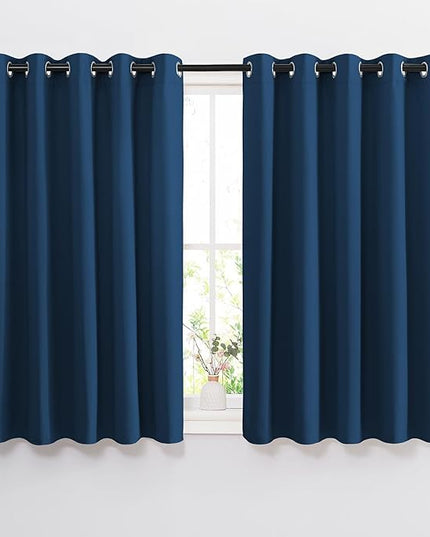 NICETOWN Bedroom Blackout Curtains and Drapes 54" L - Window Treatment Thermal Insulated Solid Grommet Blackout Draperies for Home Office (Moroccan Blue, 2 Panels=132" Wide)