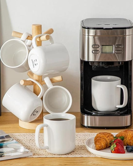 vancasso Porcelain Coffee Mugs Set, 16 oz Ceramic Coffee Cups for Americano Hot Tea Iced Coffee Cold Brew Cocoa Milk Mugs Set of 6, Dishwasher & Microwave Safe, White