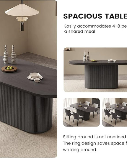 Guyii 70" Oval Dining Table Set with 4 Chairs, Modern Kitchen Table Set, Indoor Rectangular Dining Room Table for Kitchen, Bar, Living Room, Home, Black