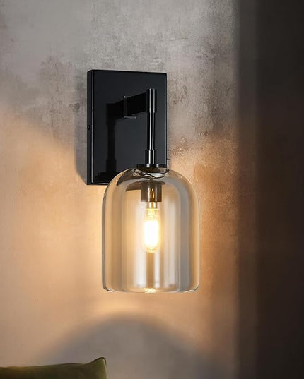 Modern Crystal Wall Sconces Set of Two Indoor Black Wall Lamp Vanity Wall Lighting for Bathroom Bedroom Living Room Stair