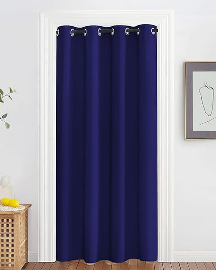 NICETOWN Blackout Doorway Curtain Drape 78 inch Long - Grommet Noise Reducing Thermal Insulated Solid Modern Window Treatments for Bedroom Closet (1 Panel, 52 x 78 Inch, Navy Blue)