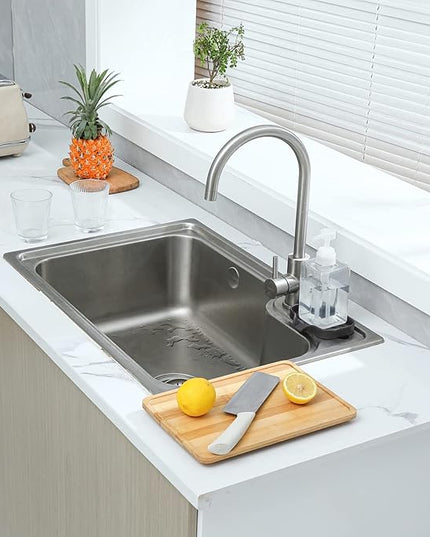 Silicone Bathroom Soap Dishes with Drain Spout-Bathroom and Kitchen Sink Organizer,Sponge Holder,Dish Soap Tray,Perfect for Dispenser,Scrubber,Bottle,Cup on Sink or Counter-Coffee 4.9"×3.2"