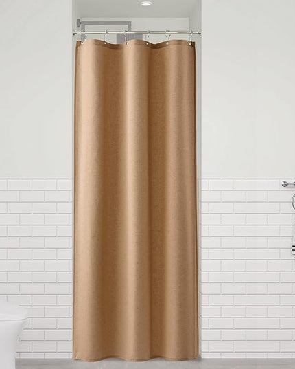 Naturoom Camel 36 Inch Shower Curtain - Stall Narrow Half Linen Ultra Thick Fabric Shower Curtain Set with Hooks, Boho Farmhouse Rustic RV Camper Bath Curtains for Bathroom, 36x72