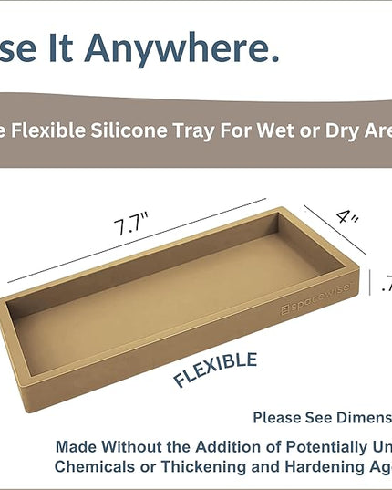Countertop and Vanity Tray – Small 7.7" Silicone Soap Dispenser Trays, Flexible Bathroom Trays, Dish Soap Holder Kitchen Counter Caddy, Organizer Sink Tray for Soaps Bottles, Sponge, Keys