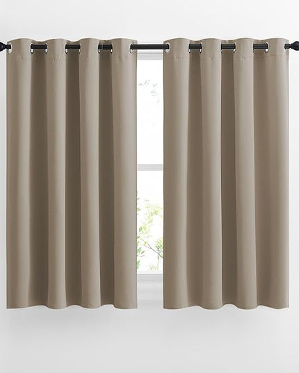 NICETOWN Insulated Curtains Blackout Draperies - Window Treatment Blackout Curtains/Drapes for Bedroom/Living Room Window (54 inches Long, 2 Panel Set, Taupe)