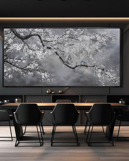 Artexist Flower Canvas Wall Art Black and White Wall Poster Scenery Wall Decor 36"x70" Print Pictures for Dining Room Area Bedroom Artwork