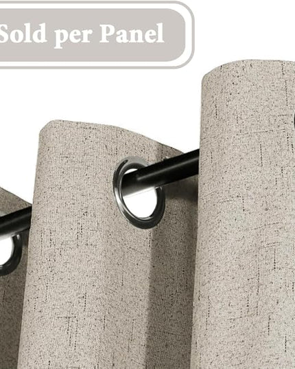 H.VERSAILTEX 100% Blackout Curtain for Bedroom 108 Inches Long Grommet Linen Face Full Light Blocking Curtain Drape for Living Room Thermal Insulated Linen Look Curtain 1 Panel, 52" W x 108" L, Stone