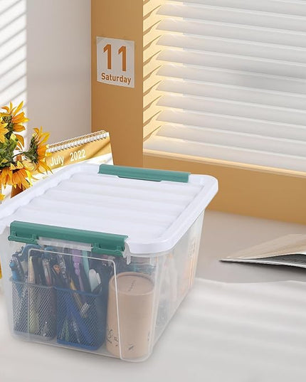 20 Quart Clear Stackable Storage Box, 6-Pack Plastic Storage Container with Latching Lid