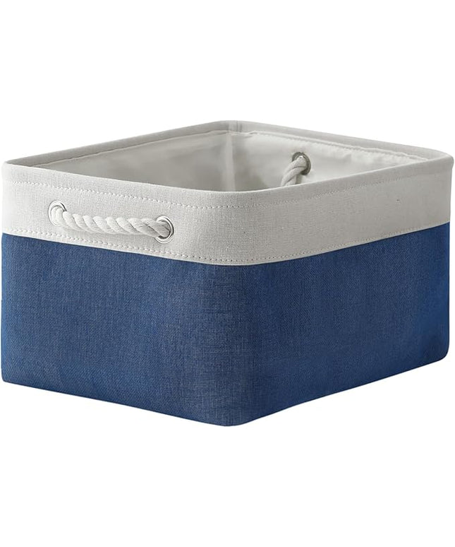 TheWarmHome Storage Bins for Shelves - 1 Pack 15.7x11.8x8.3 inch Fabric Storage Cubes, Storage Basket for Organizing Gift Laundry Cloth Toy Room (White & Jean Blue)