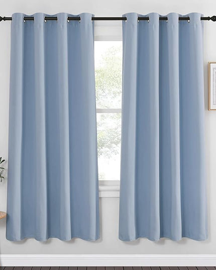 NICETOWN Blackout Curtain Drape 72 inch Long - Grommet Noise Reducing Thermal Insulated Modern Window Treatments for Bedroom Living Room (1 Panel, 52 x 72 Inch, Vintage Blue)