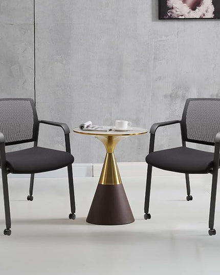 CLATINA Mesh Back Guest Reception Arm Chairs with Wheels, Waiting Room Chairs with Upholstered Fabric Seat and Ergonomic Lumbar Support for Office, 8PK
