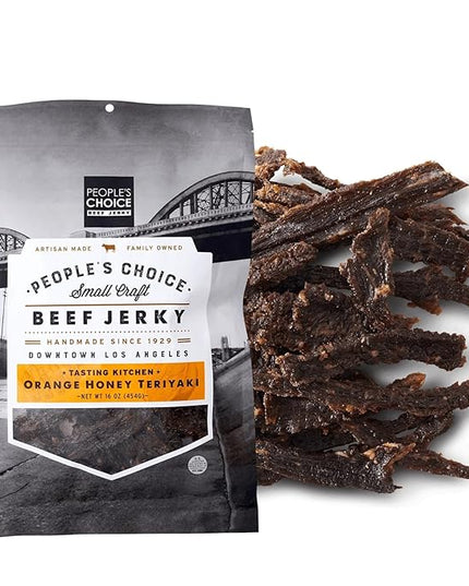 People’s Choice Beef Jerky – Tasting Kitchen – Orange Honey Teriyaki – Sweet & Savory – 8g Protein – Made in USA – 1 Pound (16 oz) Bag