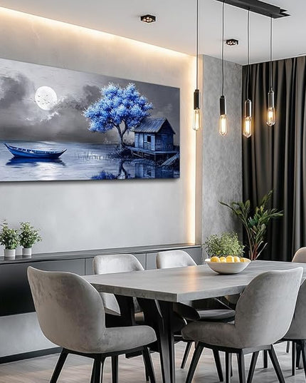 ZUITINGHUA Canvas Wall Art For Living Room Wall Decor For Bedroom Office Wall Decoration Seaside Landscape Painting Boat Pictures Artwork Room Aesthetic Home Decor 20x40 In