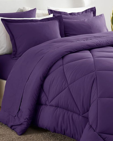 CozyLux Full Size Comforter Sets Purple - 7 Pieces Bed in a Bag Full, Luxury Soft Bed Set for All Seasons, Bedding Set with Down Alternative Comforter, Sheets, Pillowcases & Shams