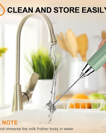 YUSWKO Granite Rechargeable Milk Frother for Coffee with Stand, Handheld Drink Mixer with 3 Heads 3 Speeds Electric Stirrers for Latte, Cappuccino, Hot Chocolate, Egg
