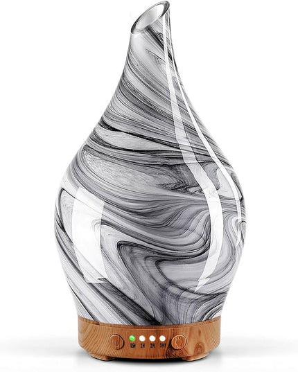 Porseme 150ml Essential Oil Diffuser Glass Color Changing Aroma Air Diffusers Aromatherapy Ultrasonic Cool Mist Humidifier 6 Running Hours Waterless Auto-Off for Sleeping, Yoga, Office, Spa (Ink)