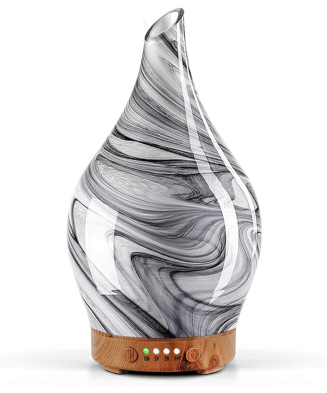 Porseme 150ml Essential Oil Diffuser Glass Color Changing Aroma Air Diffusers Aromatherapy Ultrasonic Cool Mist Humidifier 6 Running Hours Waterless Auto-Off for Sleeping, Yoga, Office, Spa (Ink)