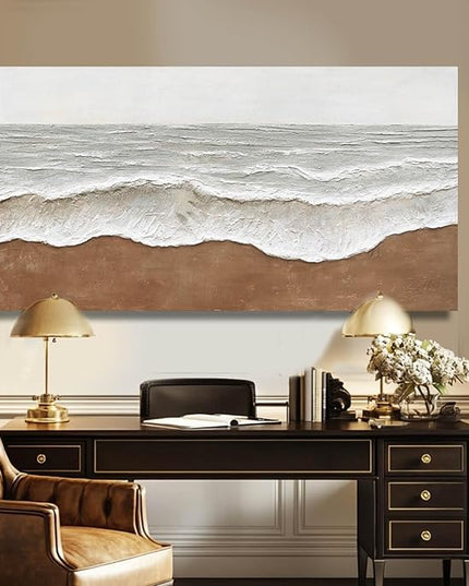 Artexist Seascape Wall Painting Landscape Home Wall Art Grey 24"x48" Wall Decor for Bedroom, Office
