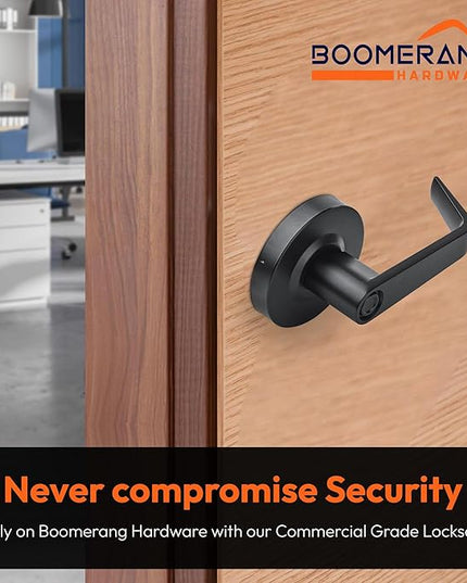 Boomerang Entry w/Clutch Function - ADA Commercial Door Lever Lock - Heavy-Duty Locking Door Handle, Cylindrical Lever Lock, Non-Handed Grade 2, Matte Black (US19), Entrance/Keylock w/Clutch
