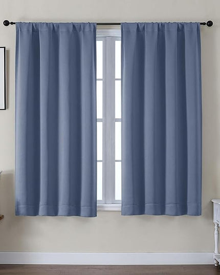 Gwine Denim Blue Blackout Curtains for Bedroom 54 Inches Long, Thermal Insulated Room Darkening Curtains for Living Room Each 40" Wx54 L, 2 Panels