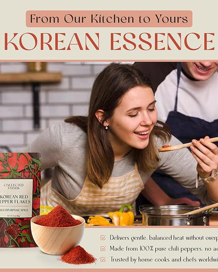 Premium Gochugaru Red Pepper Flakes - Sun-Dried Korean Chili Powder for Kimchi, Marinades, BBQ & Everyday Cooking (2oz)