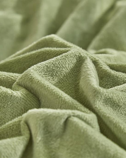 Houseri Sage Green Velvet Comforter Full Size Fluffy Light Green Fuzzy Bedding Sets Teen Girls Boys Warm Fall Winter Grass Green Micromink Sherpa Soft Comfy Plush Flannel Dorm Bed Quilts Blanket Full