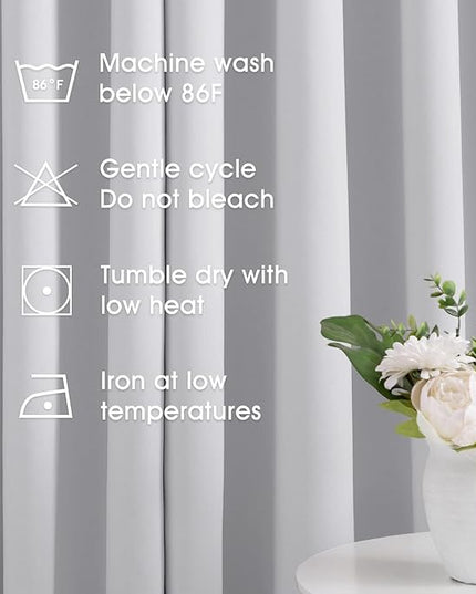 HOMEIDEAS Greyish White Blackout Curtains 52 X 63 Inch Bedroom Curtains Set of 2 Panels Room Darkening Curtains/Drapes, Thermal Grommet Light Bolcking Window Curtains for Living Room