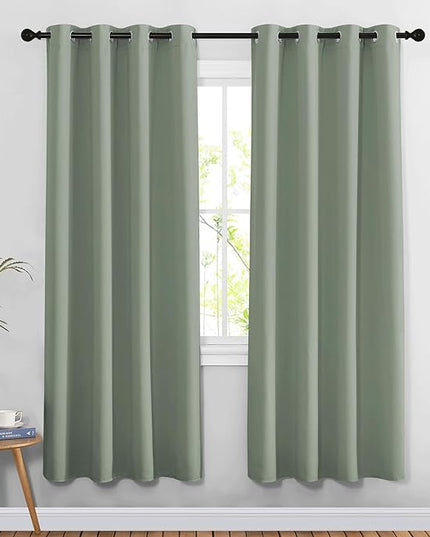 NICETOWN Blackout 78 inch Curtains for Doorway 2 Panels Set, Grommet Thermal Insulated Room Darkening Door Curtains Sound Reducing for Bedroom/Home Office, Sage Green, W52 x L78