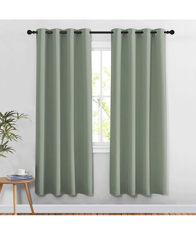 NICETOWN Blackout 78 inch Curtains for Doorway 2 Panels Set, Grommet Thermal Insulated Room Darkening Door Curtains Sound Reducing for Bedroom/Home Office, Sage Green, W52 x L78