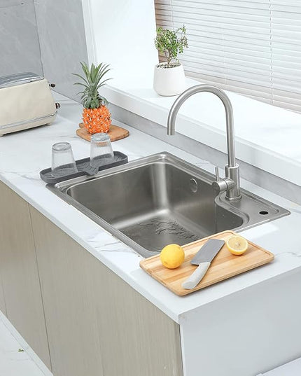 Silicone Bathroom Soap Dishes with Drain Spout-Bathroom and Kitchen Sink Organizer,Sponge Holder,Dish Soap Tray,Perfect for Dispenser,Scrubber,Bottle,Cup on Sink or Counter-Grey 12"×4"